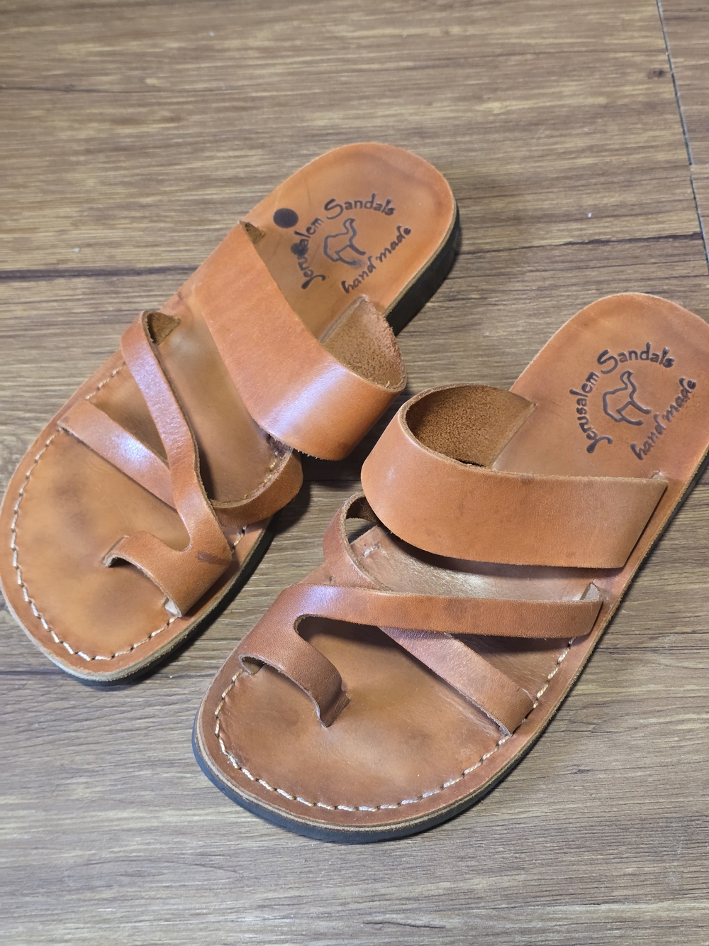 Jerusalem Sandals Hand Made Leather Slide Shoes in Tan